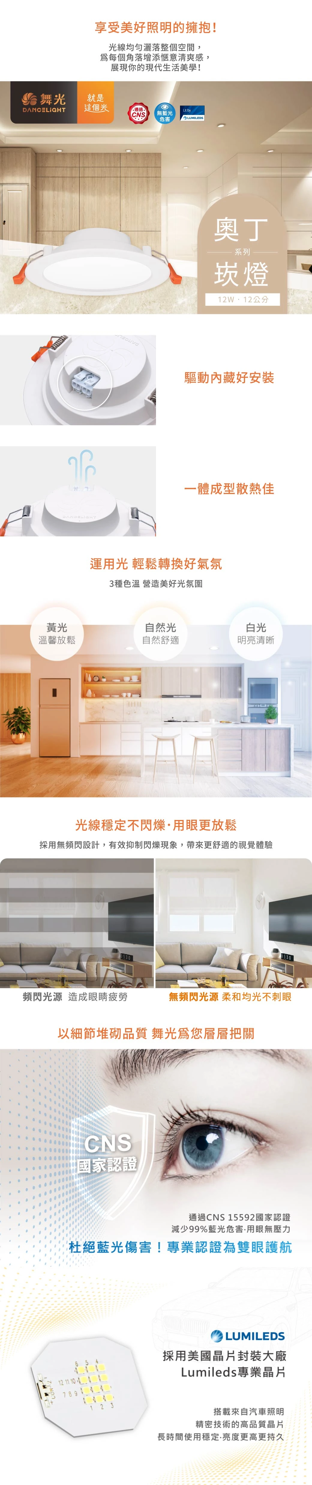 舞光 12W 12 公分奧丁崁燈-H04-LED-12DOP12DR2