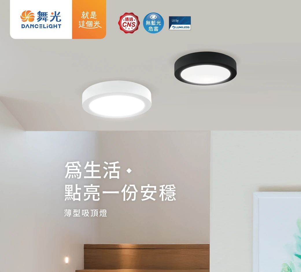 舞光 12W 薄型吸頂燈貴族黑-H04-LED-21028DR3-BK
