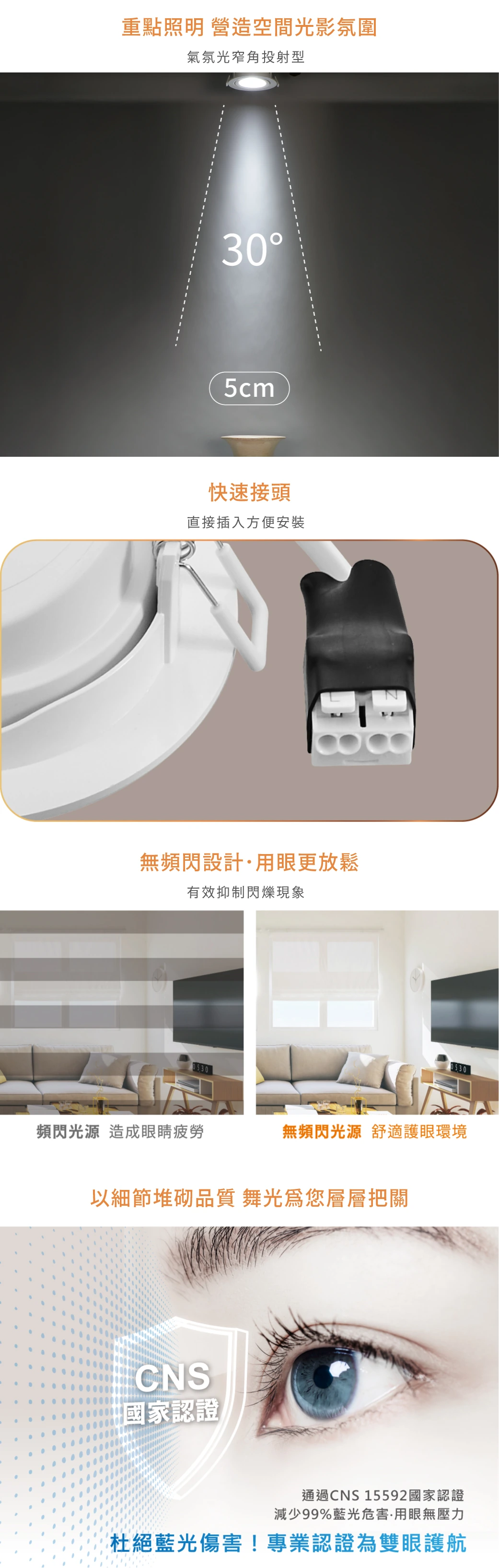 舞光 3W 5 公分窄角浩克崁燈-H04-LED-5DOHU3