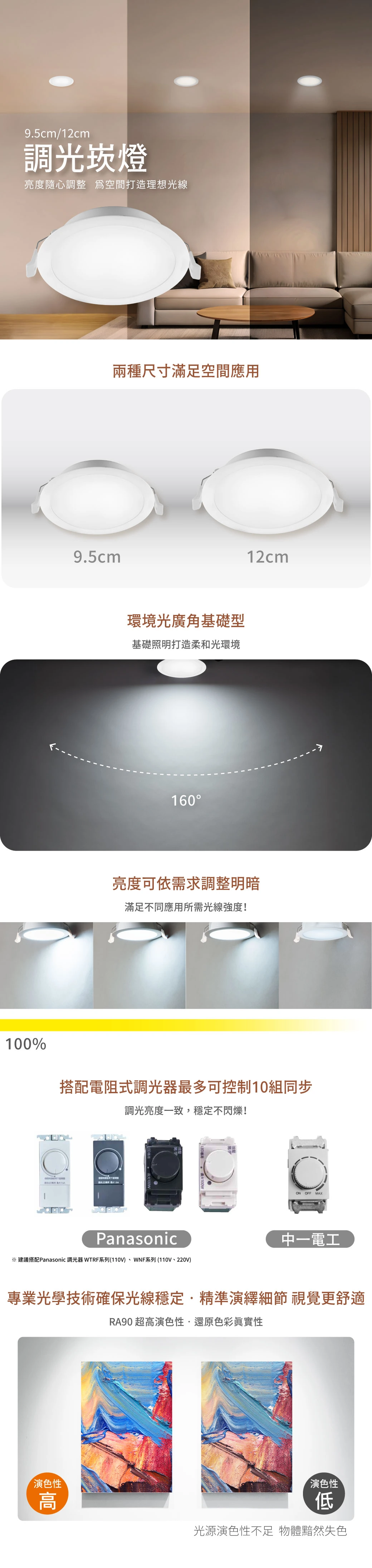 舞光 12 公分調光崁燈-H04-D-12DOP12NDM