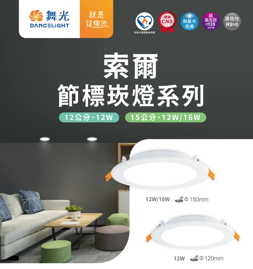 舞光 12W 12 公分節能標章索爾崁燈-H04-D-12DOP12DESR1