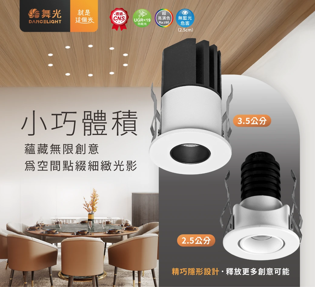 舞光 2.5 公分尼克防眩崁燈-H04-D-2DOK1W