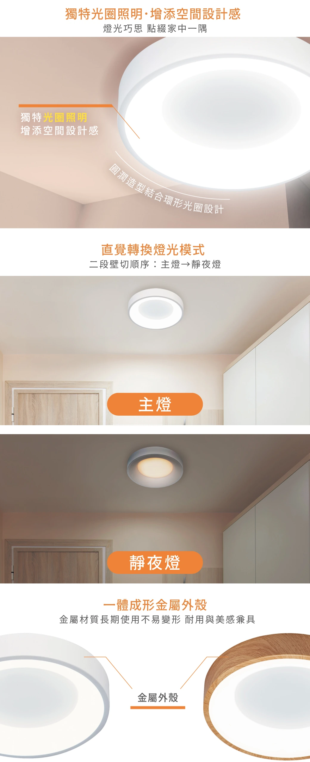 舞光 24W 嫦娥壁切吸頂燈(白款)-H04-D-CEC24DSW