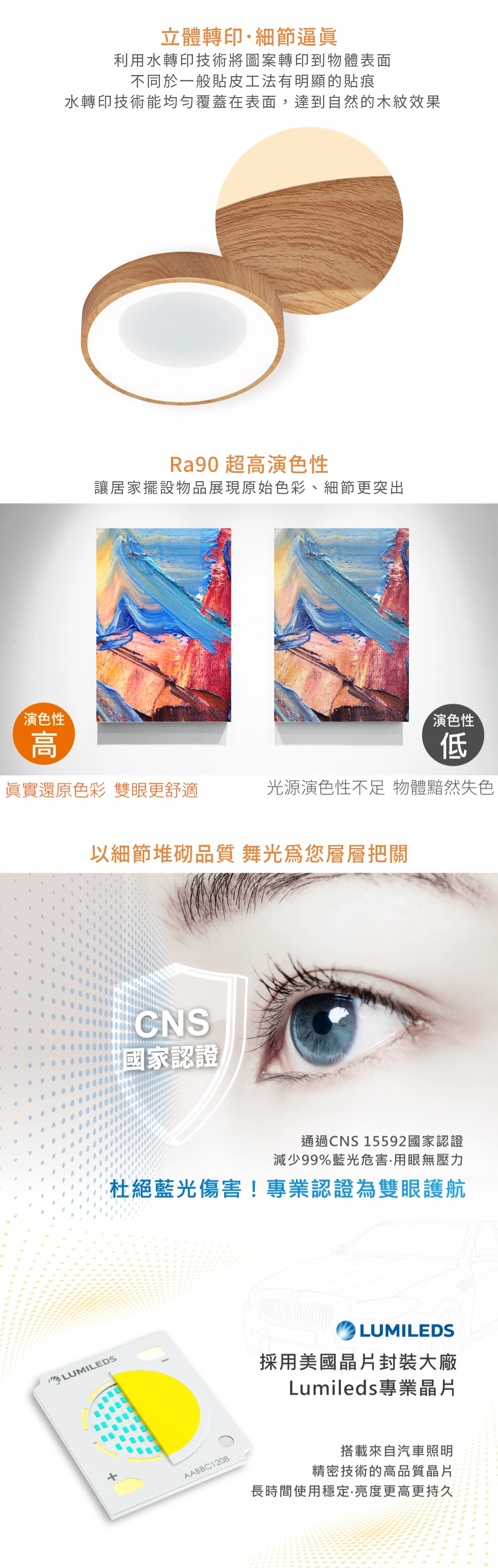 舞光 24W 嫦娥壁切吸頂燈(白款)-H04-D-CEC24DSW