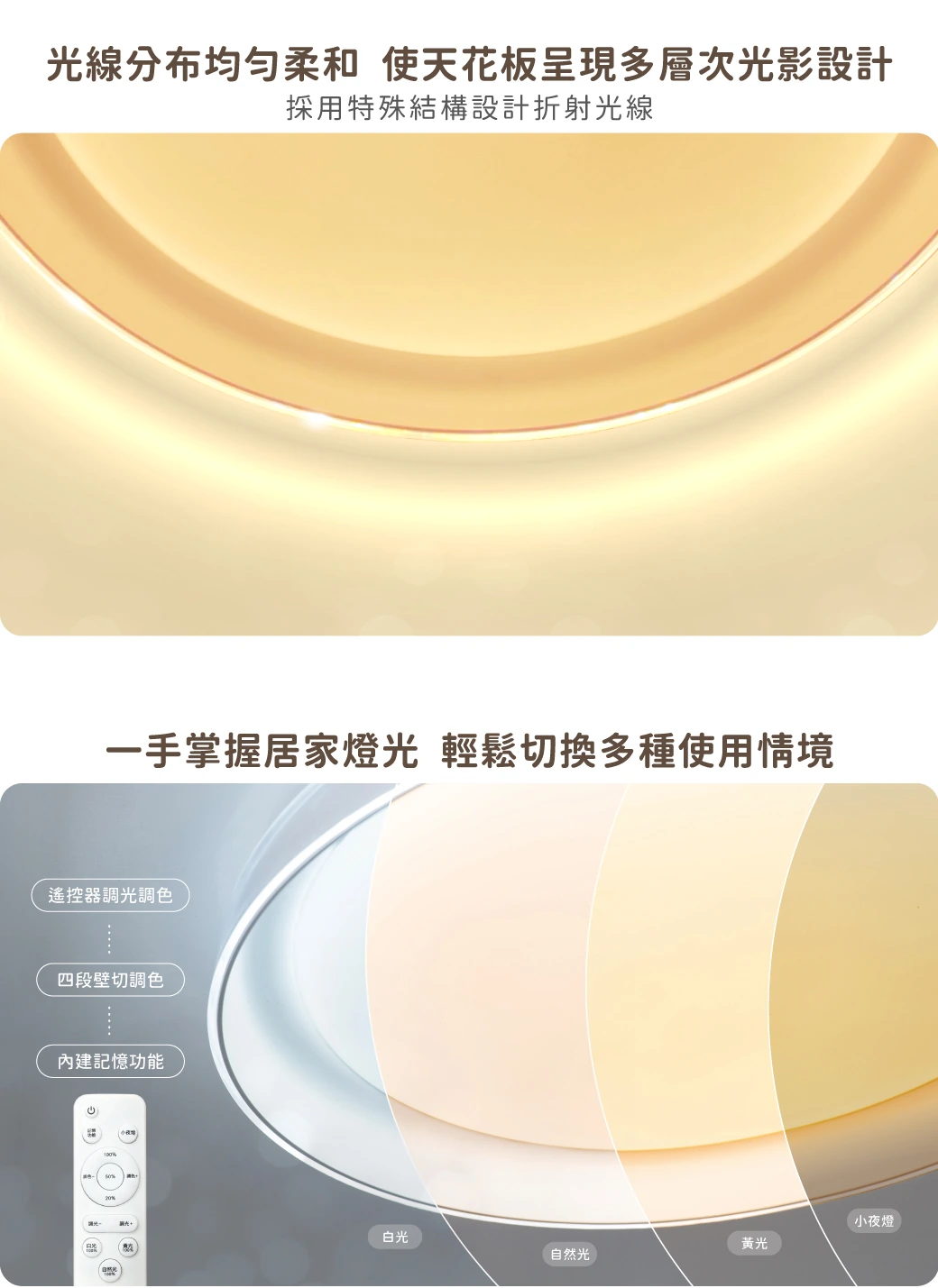 舞光 50W 暖陽遙控吸頂燈-H04-D-CEW50DM