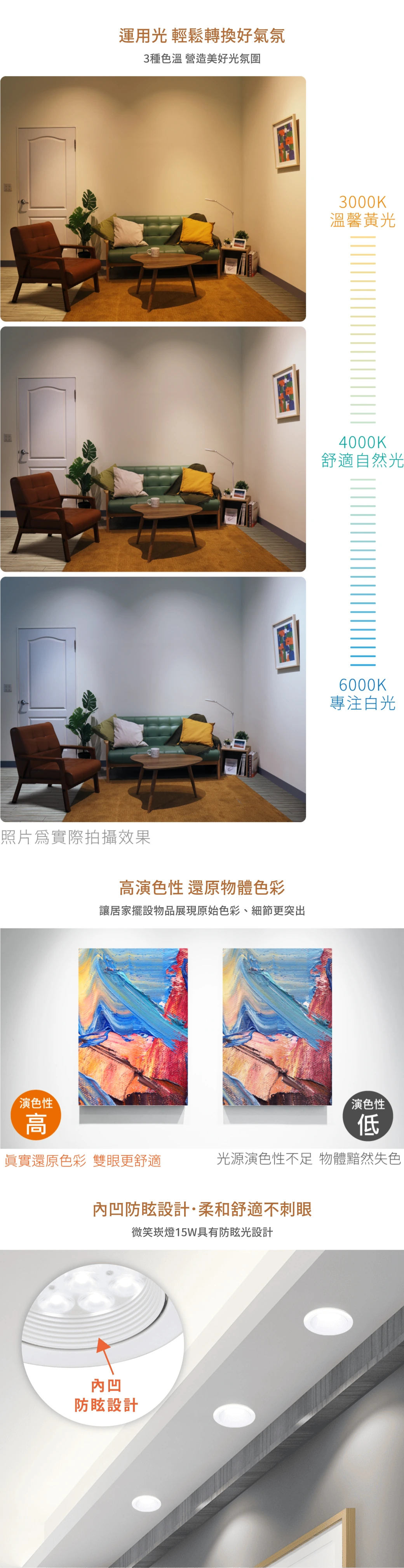 舞光 8W 9.5 公分微笑崁燈（黑）-H04-LED-9DOS8-BK