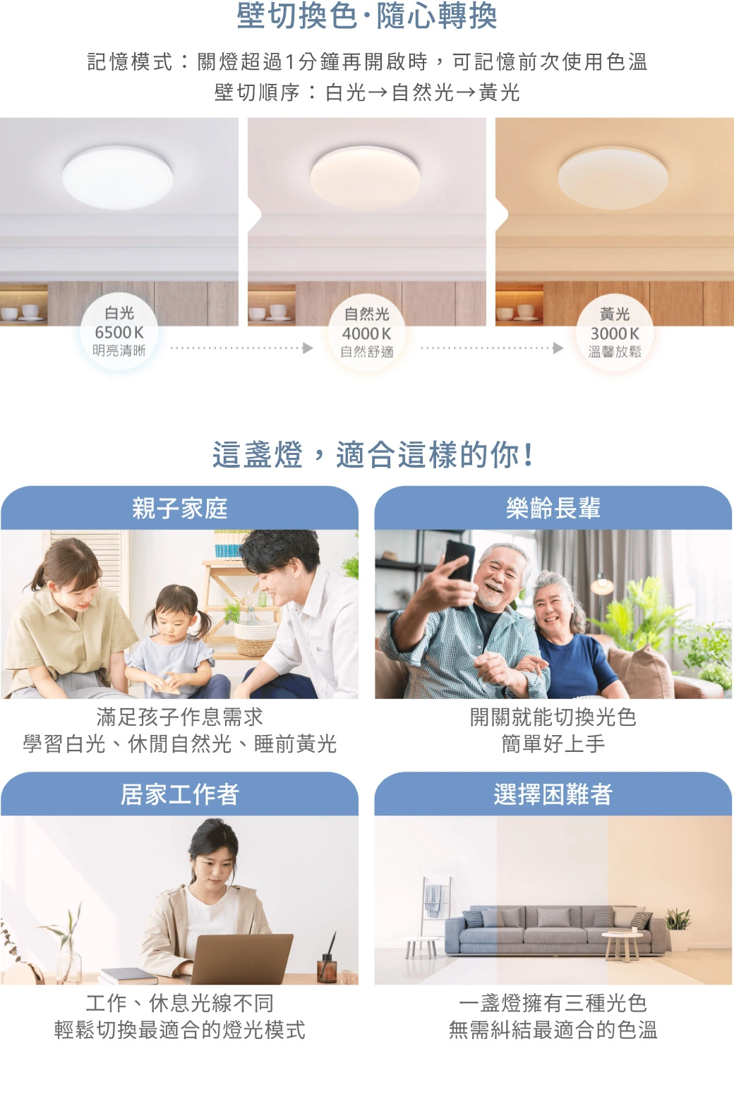 舞光 50W 雲朵壁切調色吸頂燈-H04-LED-CEN50SW